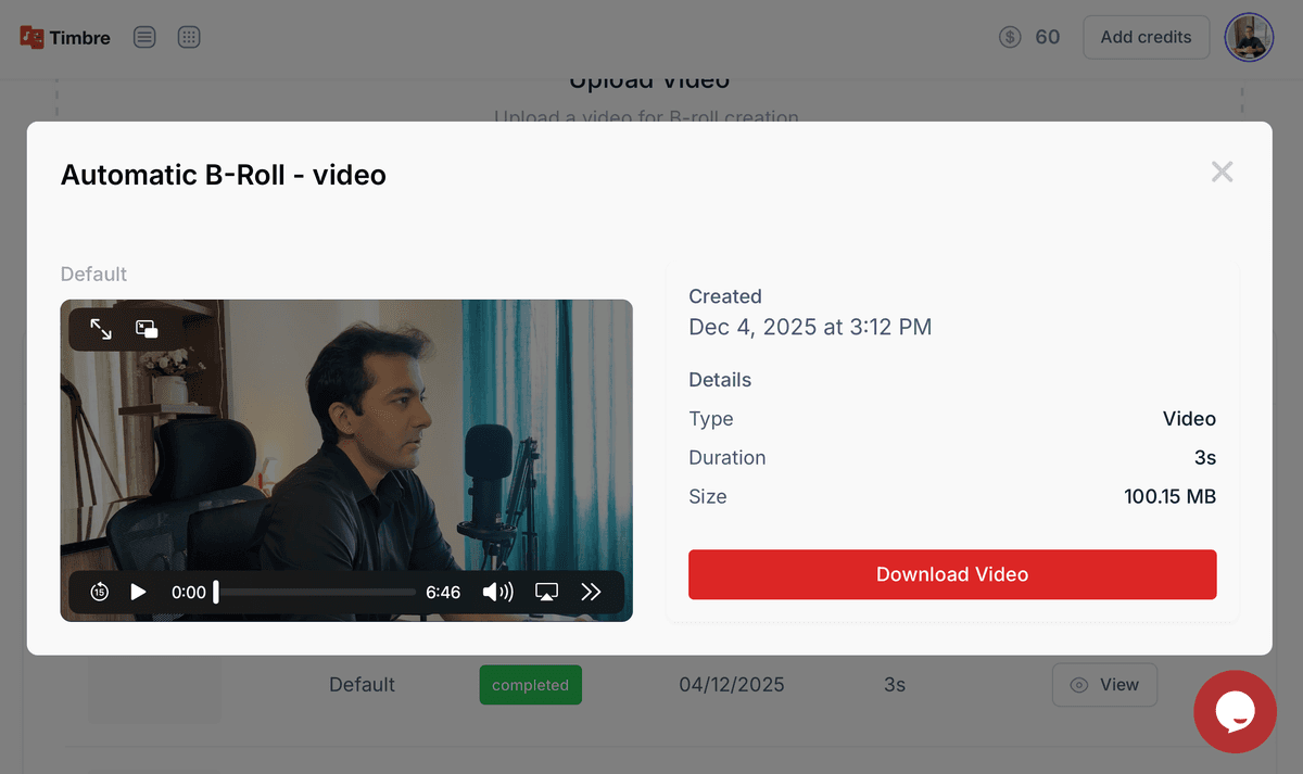 B-roll result card screenshot